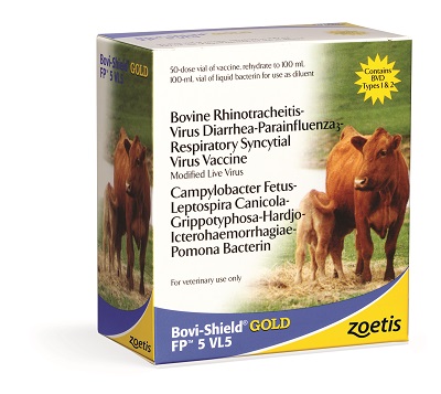Cattle reproductive vaccine with protection from IBR, BRSV, PI3 and BVD Types 1 and 2. 